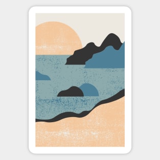 Ocean Breeze - Seaside beach Landscape Art - Mountains Hiking - Sunset Adventure - Blue Lagoon - Seaside Art - Sunrise Mountains Sticker